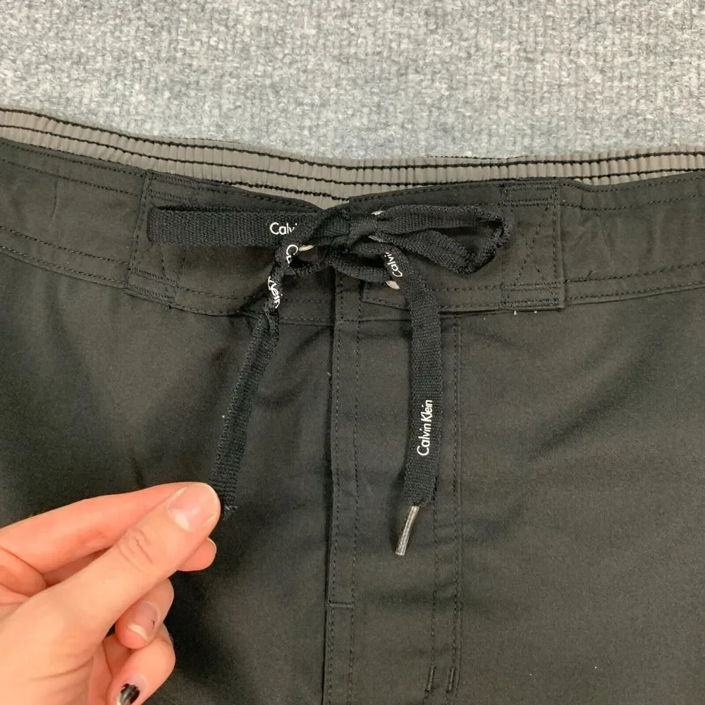 Calvin Klein Boardshorts Mens XL Extra Large Black Drawstring Lined Swim Trunks